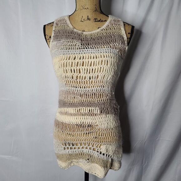 Anthropologie Altiplano Crochet Tunic Beige Earth Tones Festival Boho Small - Picture 12 of 12